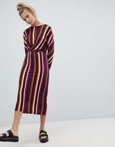 Bershka maxi striped tie waist dress - Мульти