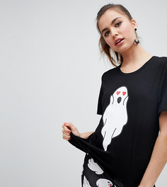 Черная oversize-футболка с логотипом Monki - Черный