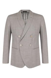 Двубортный пиджак из смеси шерсти и шелка Giorgio Armani