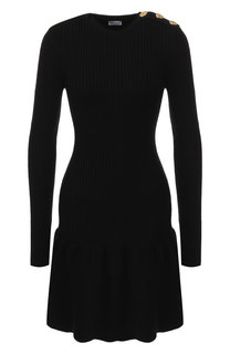 Шерстяное мини-платье с оборкой REDVALENTINO