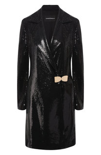 Пальто с пайетками и отложным воротником Emporio Armani