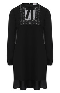 Мини-платье с оборкой и декоративной отделкой воротника REDVALENTINO