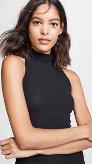 Enza Costa Sleeveless Side Ruched Turtleneck Midi Dress