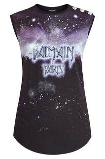 Топ с принтом и логотипом Balmain