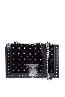 Черная сумка из кожи и бархата Bbox Balmain