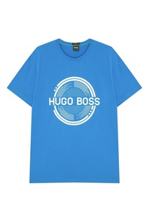 Синяя футболка с логотипом Boss Green