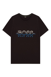 Черная футболка с контрастным логотипом Boss Green