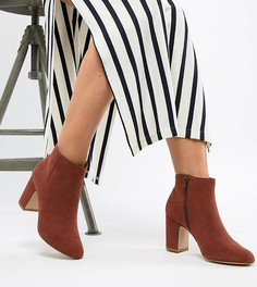 Ботинки из искусственной замши на блочном каблуке New Look Wide Fit - Оранжевый
