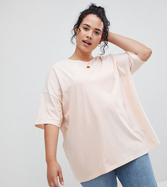 Розовая oversize-футболка с заниженной линией плеч ASOS DESIGN Curve - Розовый