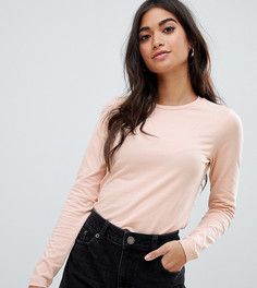 Розовый топ с длинными рукавами и круглым вырезом ASOS DESIGN Petite - Розовый