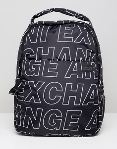 Черный нейлоновый рюкзак со сплошным принтом логотипа Armani Exchange - Черный
