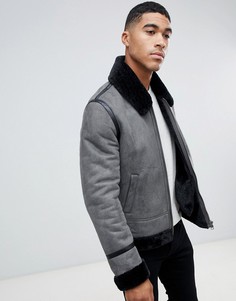 Серая куртка из искусственной овечьей шерсти ASOS DESIGN - Серый