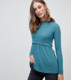 Джемпер с высоким воротом и двухслойным дизайном для кормления Mamalicious - Зеленый Mama.Licious