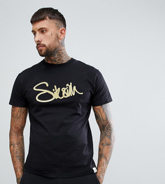 Черная футболка с золотистым логотипом SikSilk - Черный
