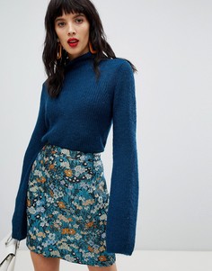 Вязаный джемпер с отворачивающимся воротником Vero Moda - Зеленый