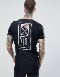 Обтягивающая футболка со светоотражающим принтом Religion - Черный