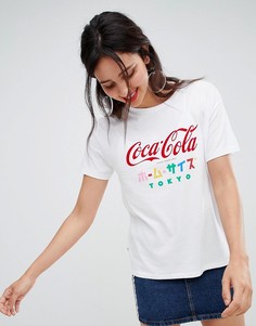 Футболка с принтом Сoca Cola и японской надписью Stradivarius - Белый