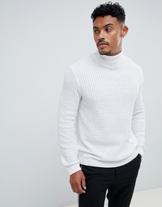 Белый вязаный джемпер с высоким воротом ASOS DESIGN - Белый