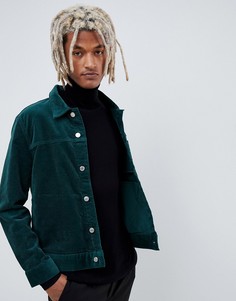 Темно-зеленая вельветовая куртка Weekday Core - Зеленый