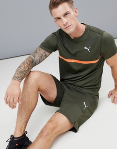 Футболка цвета хаки с принтом Puma Running 516944-05 - Зеленый