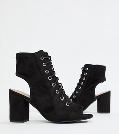 Черные босоножки на каблуке и шнуровке New Look Wide Fit - Черный