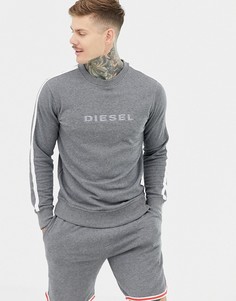 Свитшот с вышитым логотипом и полосой по бокам Diesel - Серый