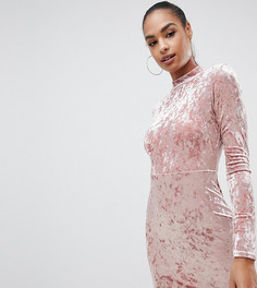 Розовое облегающее платье из бархата PrettyLittleThing - Розовый