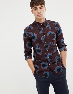Бордовая рубашка с цветочным принтом PS Paul Smith - Красный