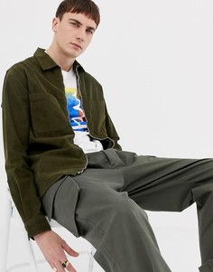 Вельветовая рубашка навыпуск цвета хаки PS Paul Smith - Зеленый