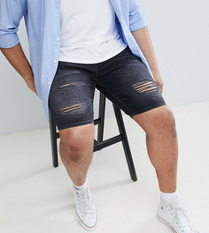 Рваные джинсовые шорты скинни черного цвета River Island Big & Tall - Черный