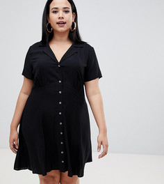 Короткое приталенное платье на пуговицах ASOS DESIGN Curve - Черный