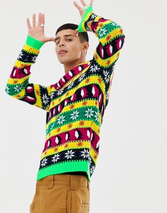 Новогодний джемпер с праздничным узором ASOS DESIGN - Мульти
