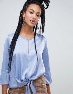 Синяя блузка с узлом River Island - Синий