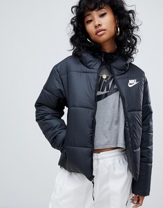 Черная дутая куртка с маленьким логотипом Nike - Черный