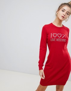 Платье-джемпер с добавлением кашемира Love Moschino - Красный