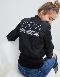 Дутый бомбер Love Moschino - Черный