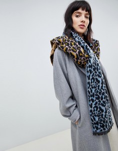 Объемный шарф с леопардовым принтом ASOS DESIGN - Коричневый