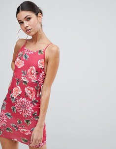 Облегающее платье с высоким воротом и цветочным принтом Missguided - Мульти