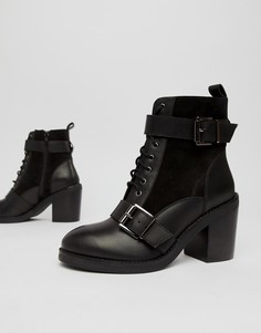 Черные ботинки на массивном каблуке с двумя пряжками Office All Rise - Черный