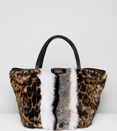 Сумка-тоут из искусственного меха со звериным принтом Kurt Geiger - Мульти