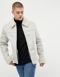 Светло-бежевая куртка из искусственной овечьей шерсти ASOS DESIGN - Светло-бежевый