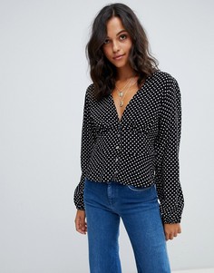 Топ в горошек Free People Love Street - Черный