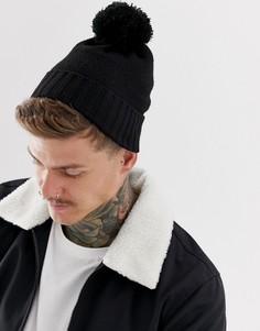 Черная шапка-бини с помпоном ASOS DESIGN - Черный