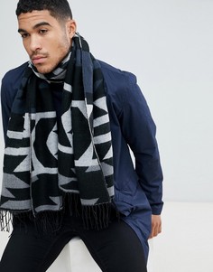 Темно-синий шарф с ацтекским принтом ASOS DESIGN - Темно-синий