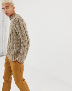 Бежевый меланжевый свитер ручной вязки ASOS DESIGN - Бежевый