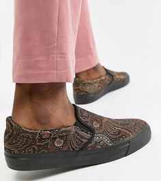 Жаккардовые кеды-слипоны для широкой стопы ASOS DESIGN - Черный