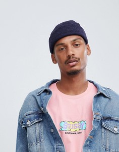 Сине-черная шапка в рубчик ASOS DESIGN - Темно-синий
