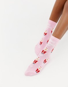 Новогодние носки ASOS DESIGN Mrs & Mrs claus - Розовый