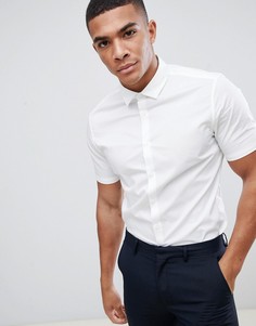 Белая эластичная приталенная рубашка с короткими рукавами ASOS DESIGN - Белый