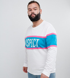 Свободный лонгслив колор блок с надписью ASOS DESIGN Plus - Белый